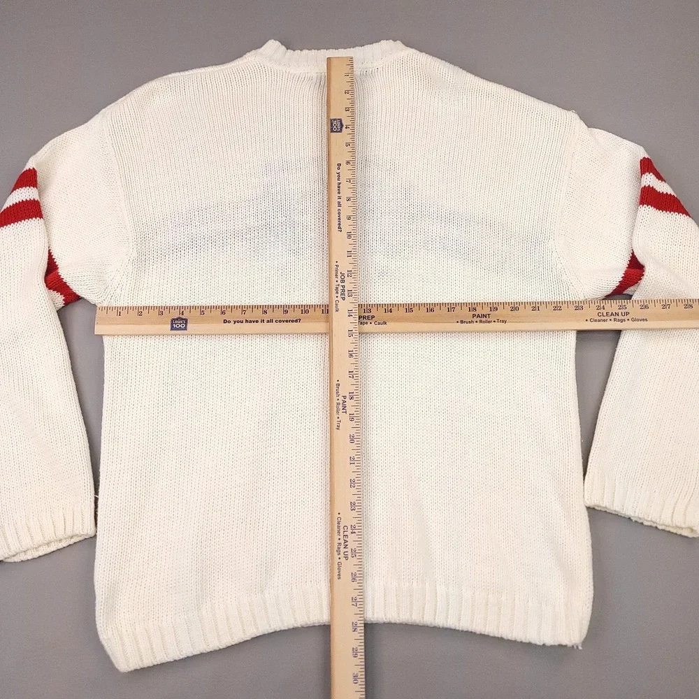 Structure Sweater Mens XL White Red USA Crewneck Knit Patriotic Pullover Y2K